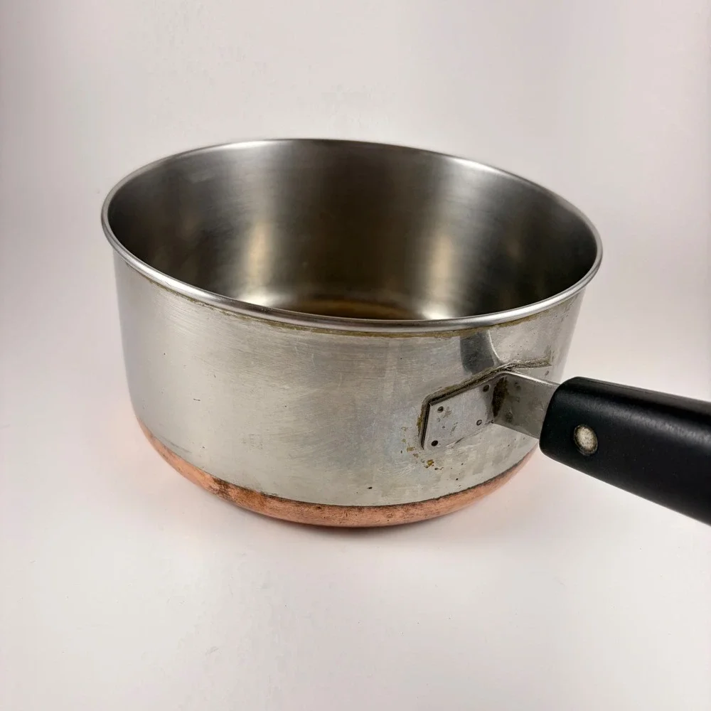Vintage Revere Ware 1801 Copper Bottom Saucepan 7 Inch Pot Rome NY, No lid